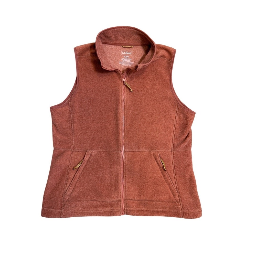 LL Bean Fleece Vest Women's Sz- XL /Reg Full Zip Up Rose / Salmon / Peach Color